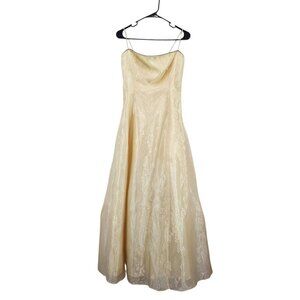 Maria Bonita Women's Vintage Chiffon Ball Gown Light Yellow Sz L